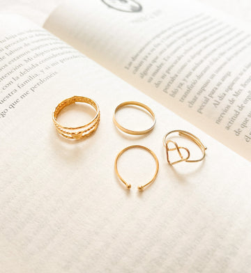 Set de anillos corazon nudo