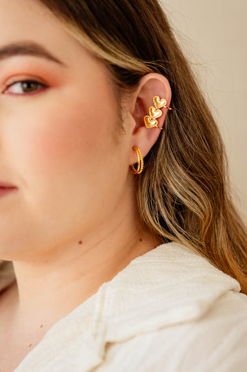 Candongas +earcuff corazon
