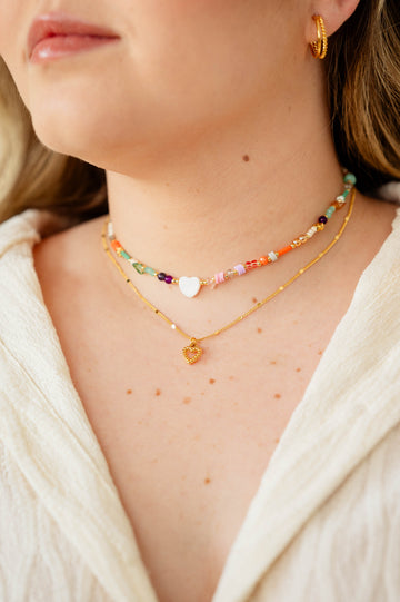 collar colores corazon nacar