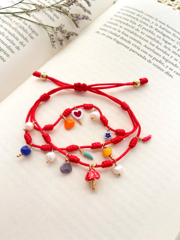 Pulsera triple nudos honguito de bosque