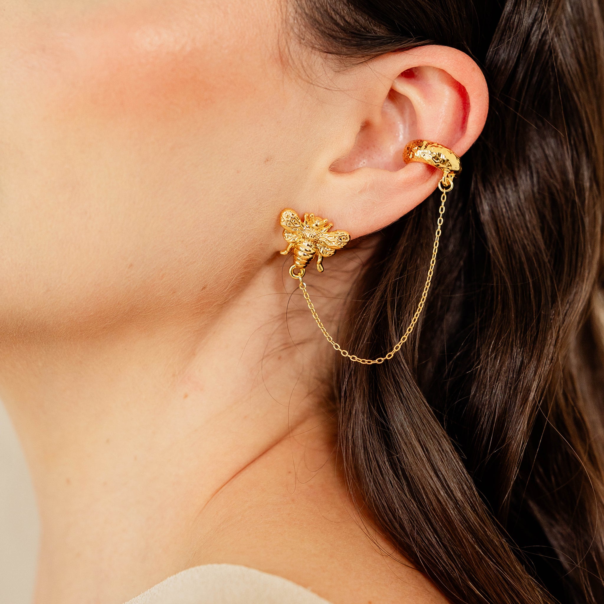 Aretes abeja + orejera