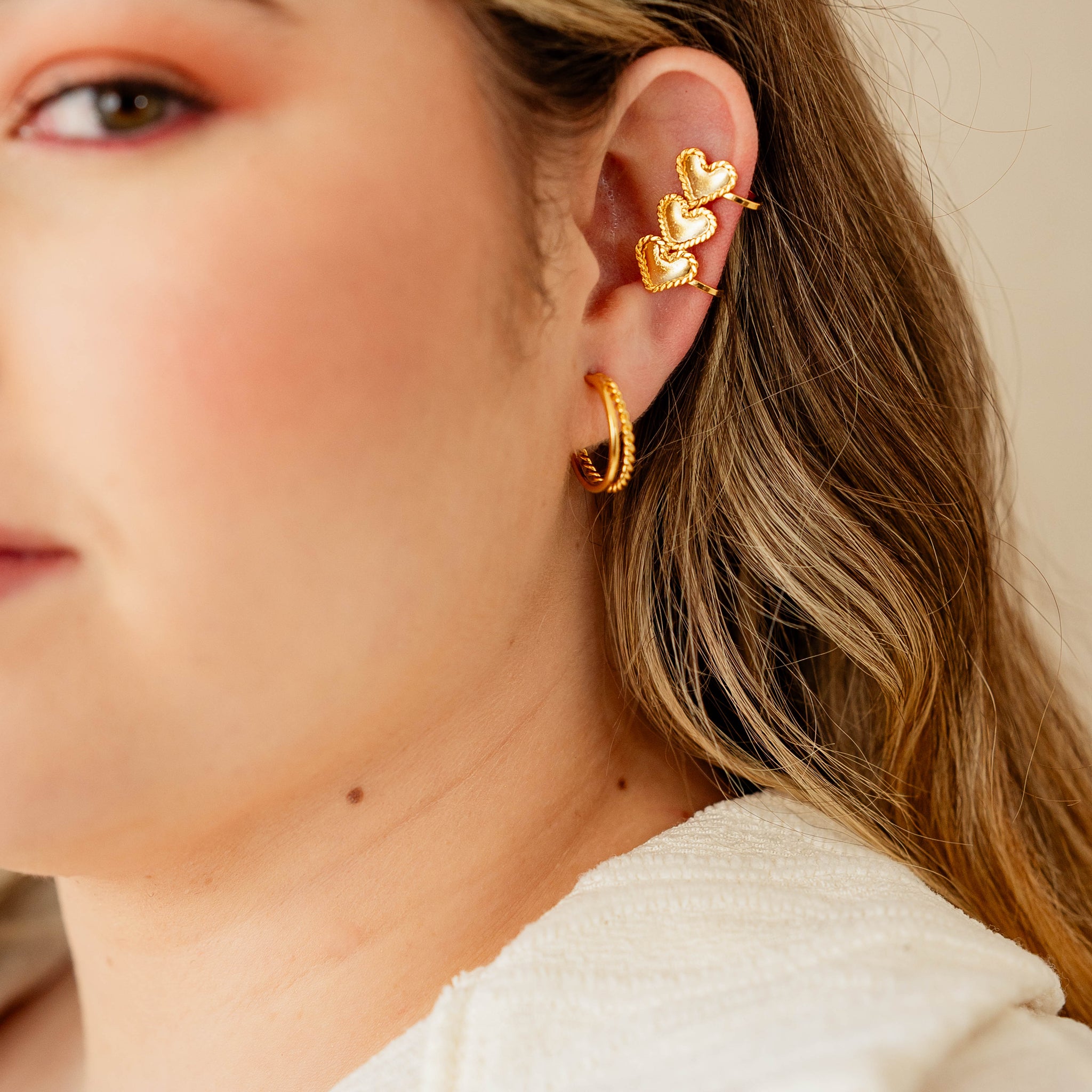Candongas +earcuff corazon