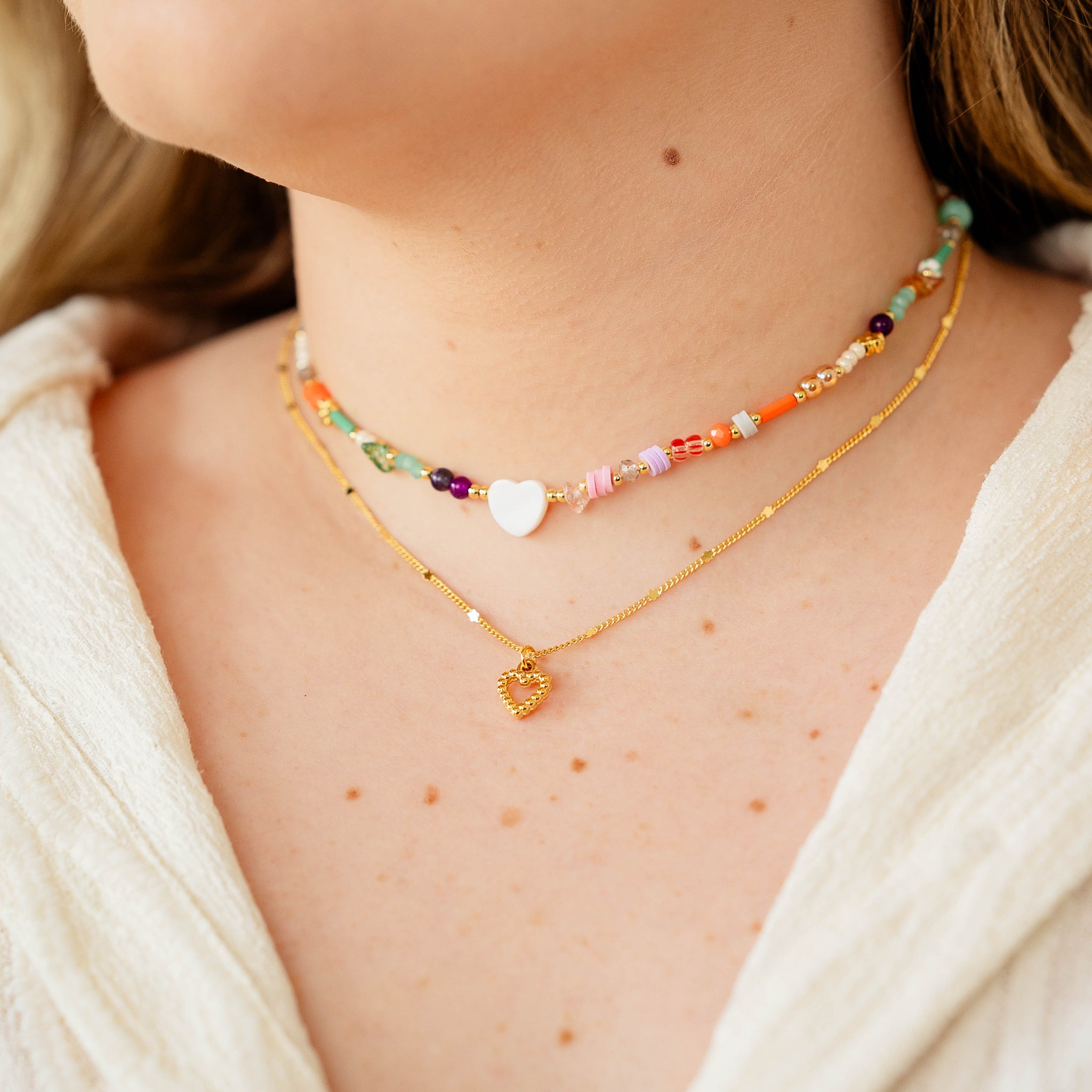 collar colores corazon nacar
