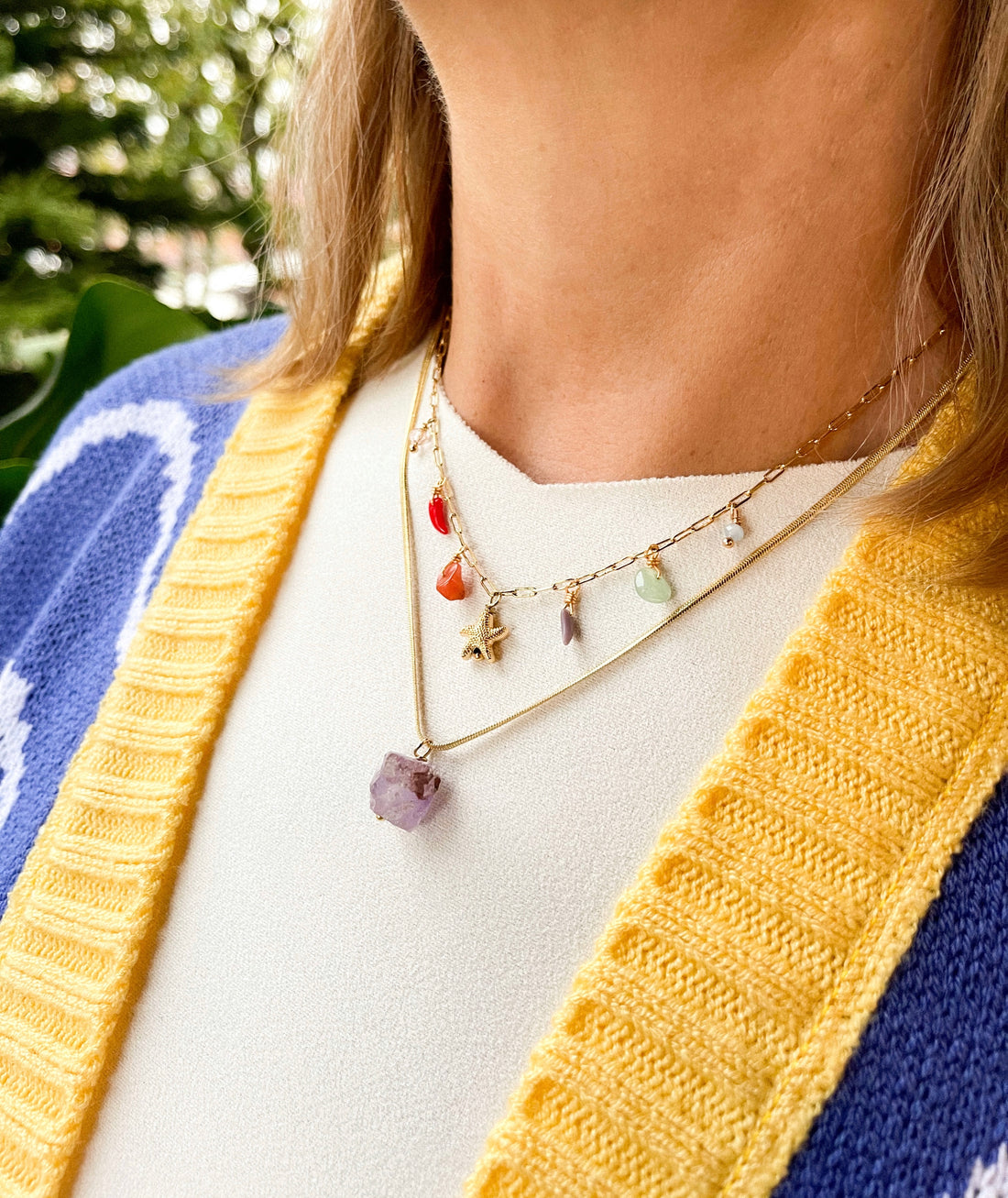 Collar doble piedra natural