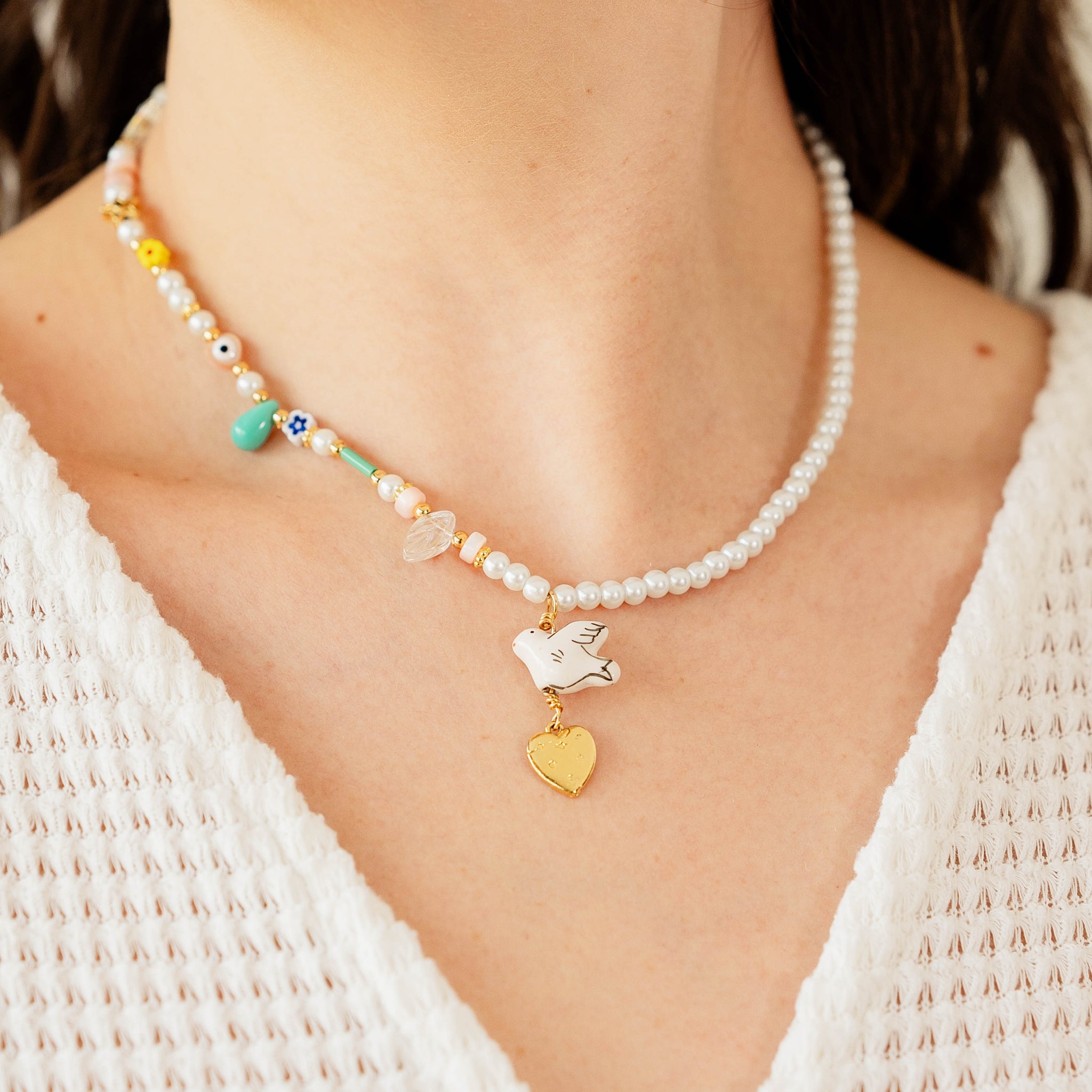 Collar paloma corazón