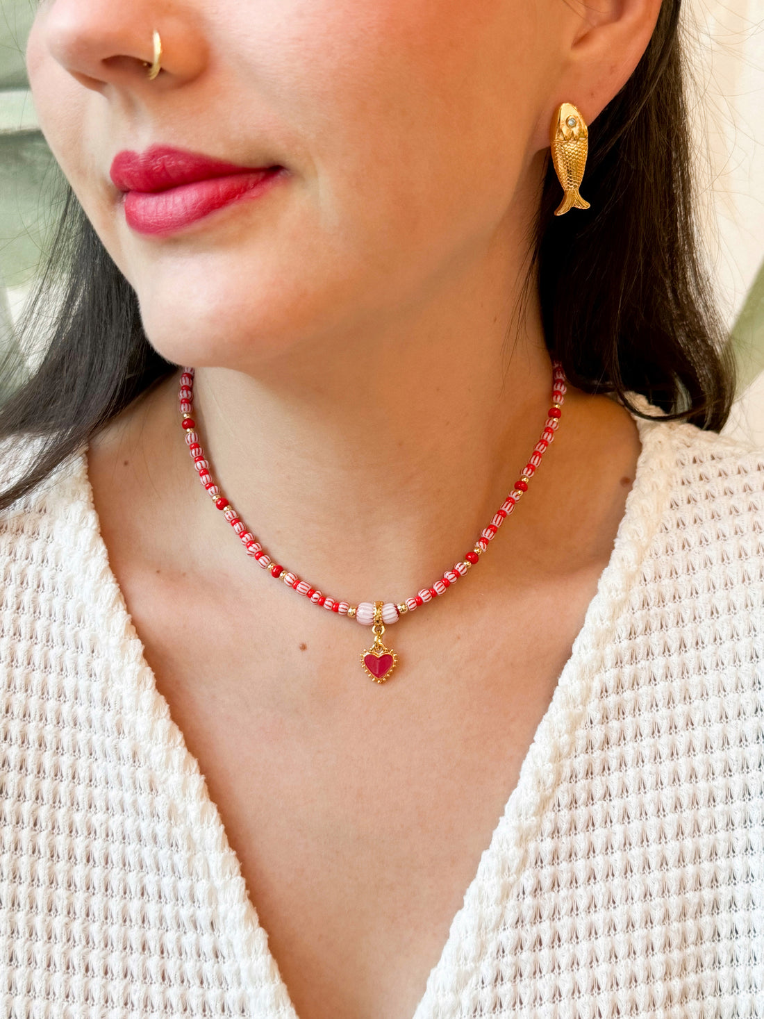 Collar rojo corazon