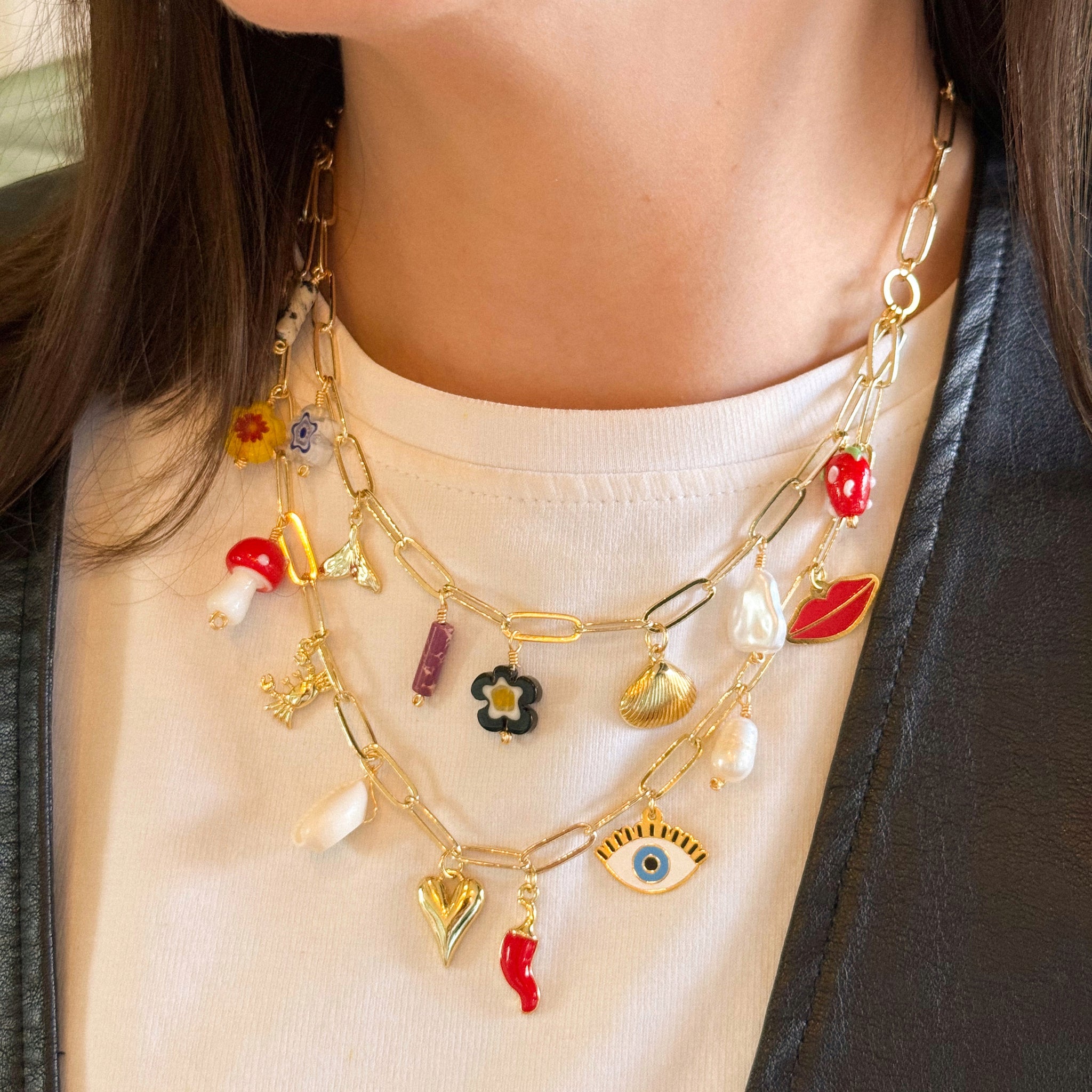 Collar doble multi charms